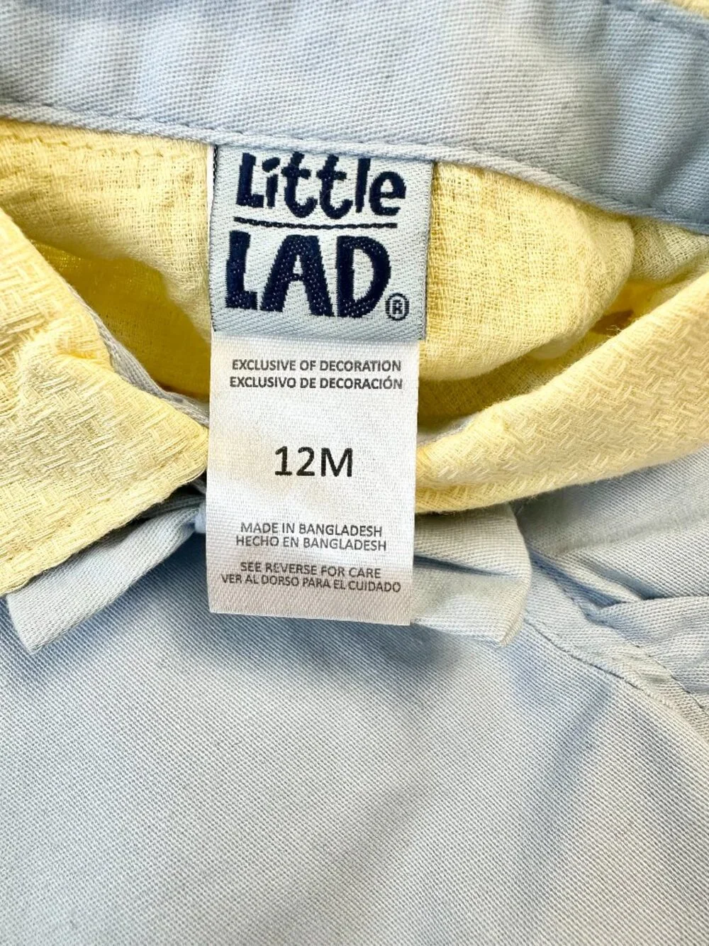 Little Lad Baby Boy Size 12M 4-Pc Bowtie Sky Blue/Yellow Suspender Shorts Set